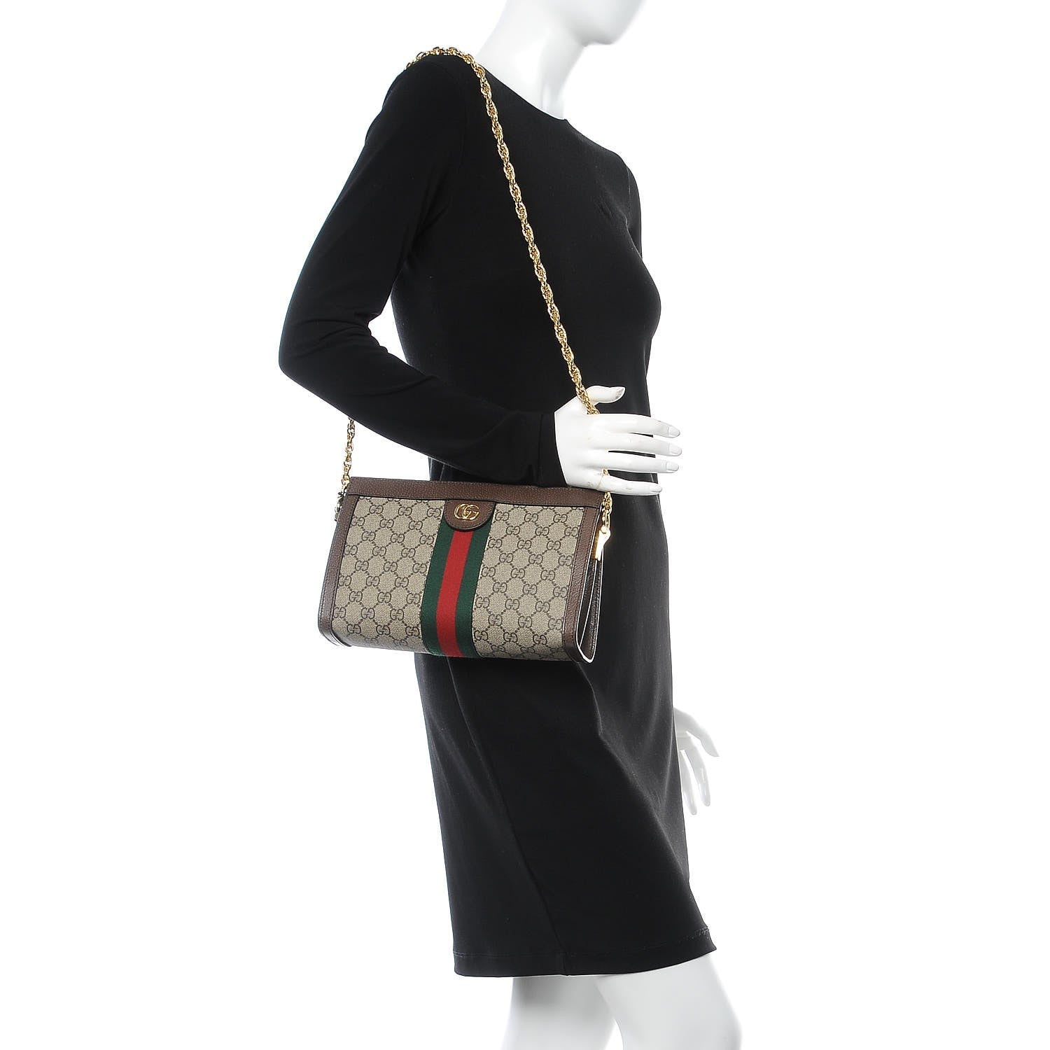 Gucci GG Supreme Monogram Web Small Ophidia Chain Shoulder Bag Brown 2 of 8