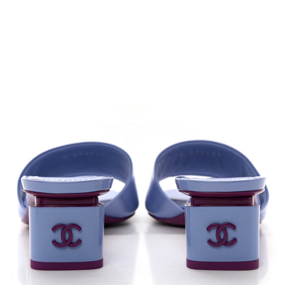Chanel Patent Calfskin CC Mules 39 Light Purple Dark Purple 5 of 12