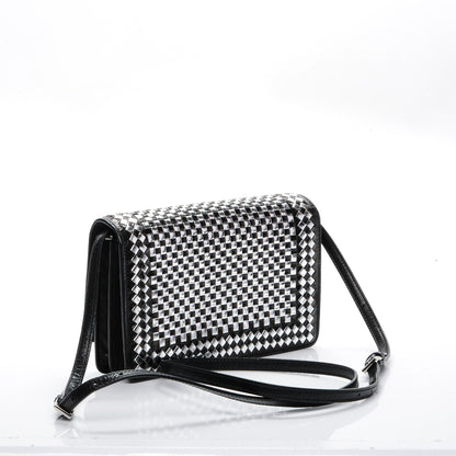 Prada Goatskin Woven Chain Wallet Black 3 of 6