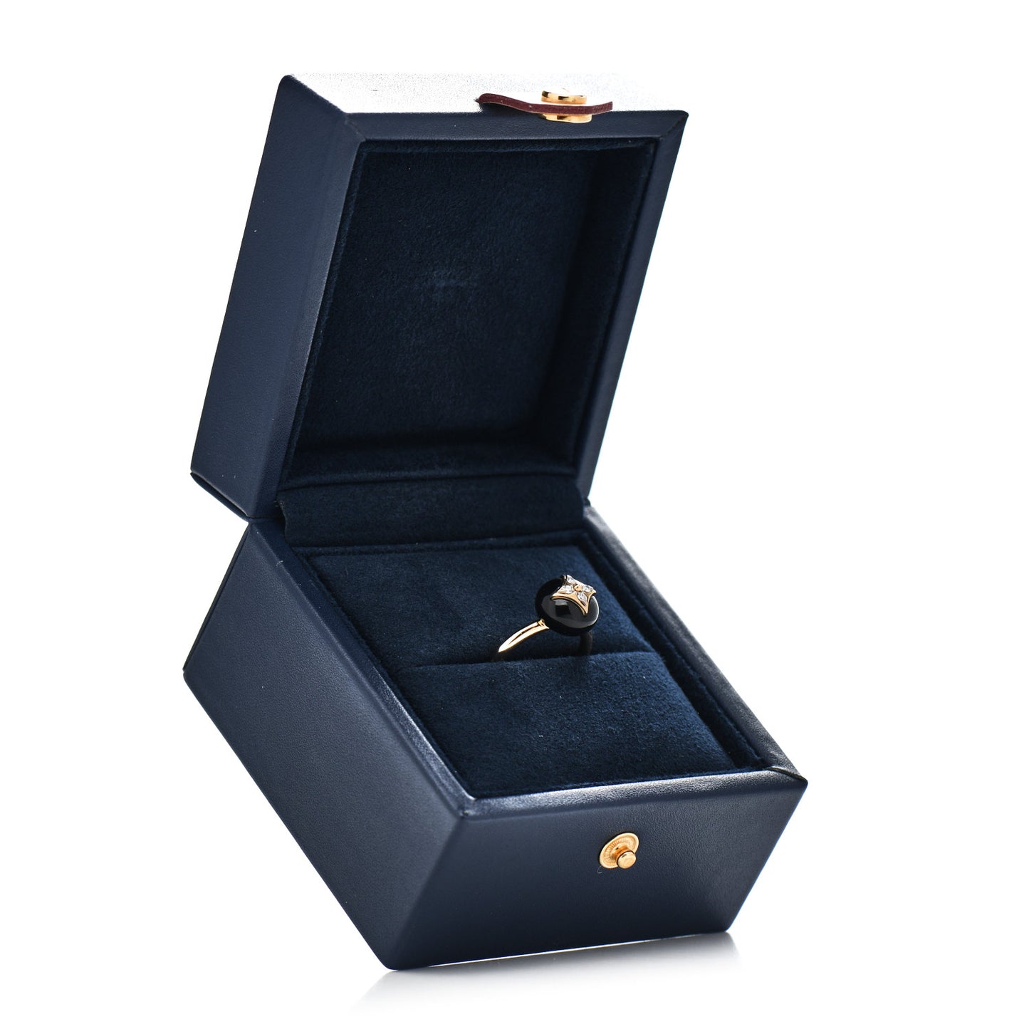 18K Yellow Gold Diamond Black Onyx Idylle Blossom Ring 51 5.75