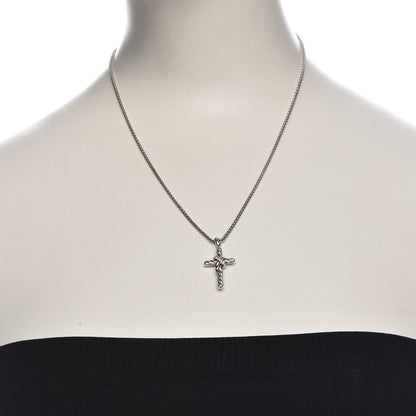 David Yurman Sterling Silver 14K Yellow Gold Diamond 32mm X Cross Pendant Necklace 2 of 8