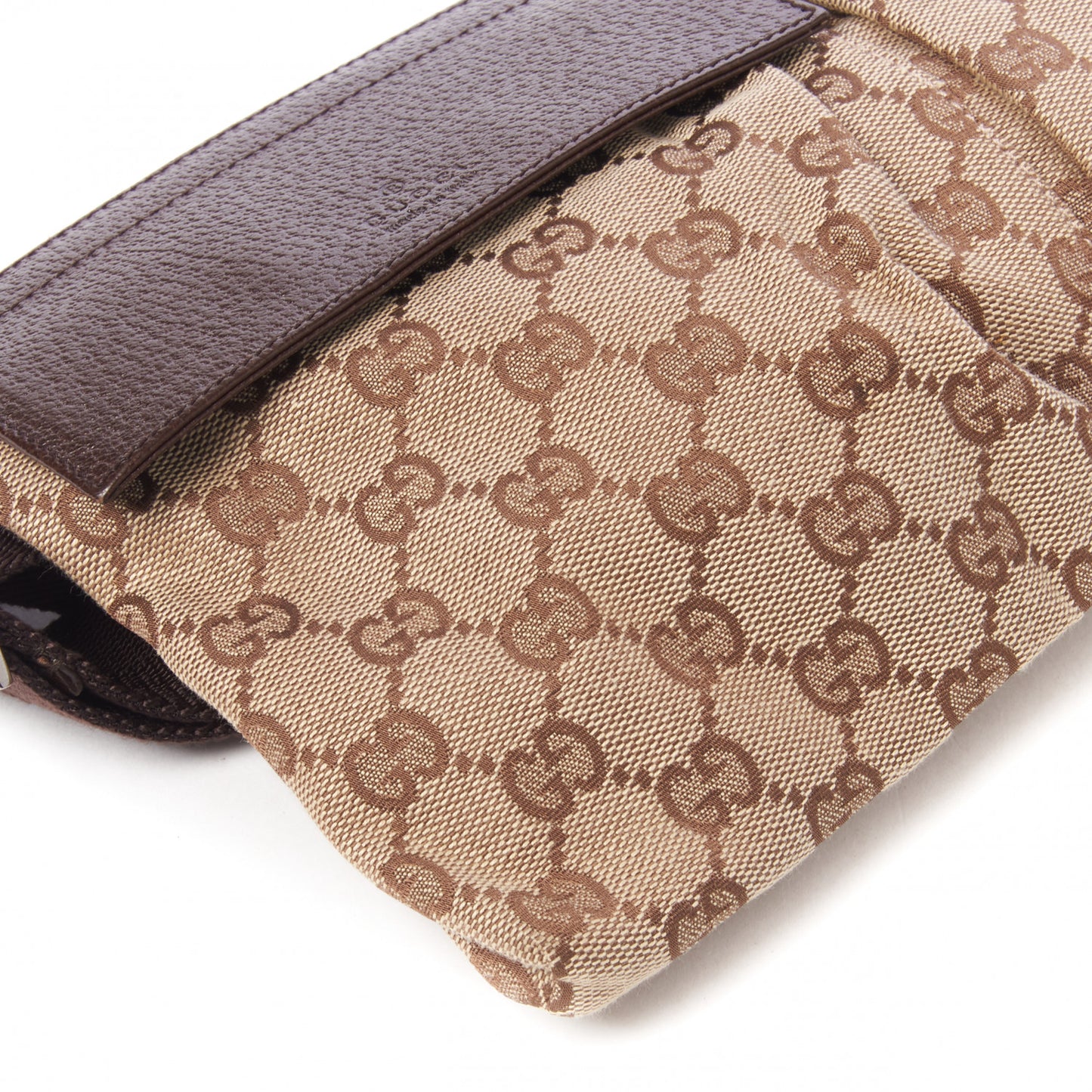 GG Monogram Double Pocket Belt Bag Dark Brown