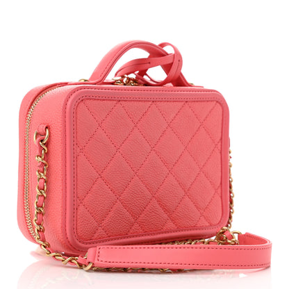 Chanel Caviar Quilted Small CC Filigree Vanity Case Coral 2 of 10