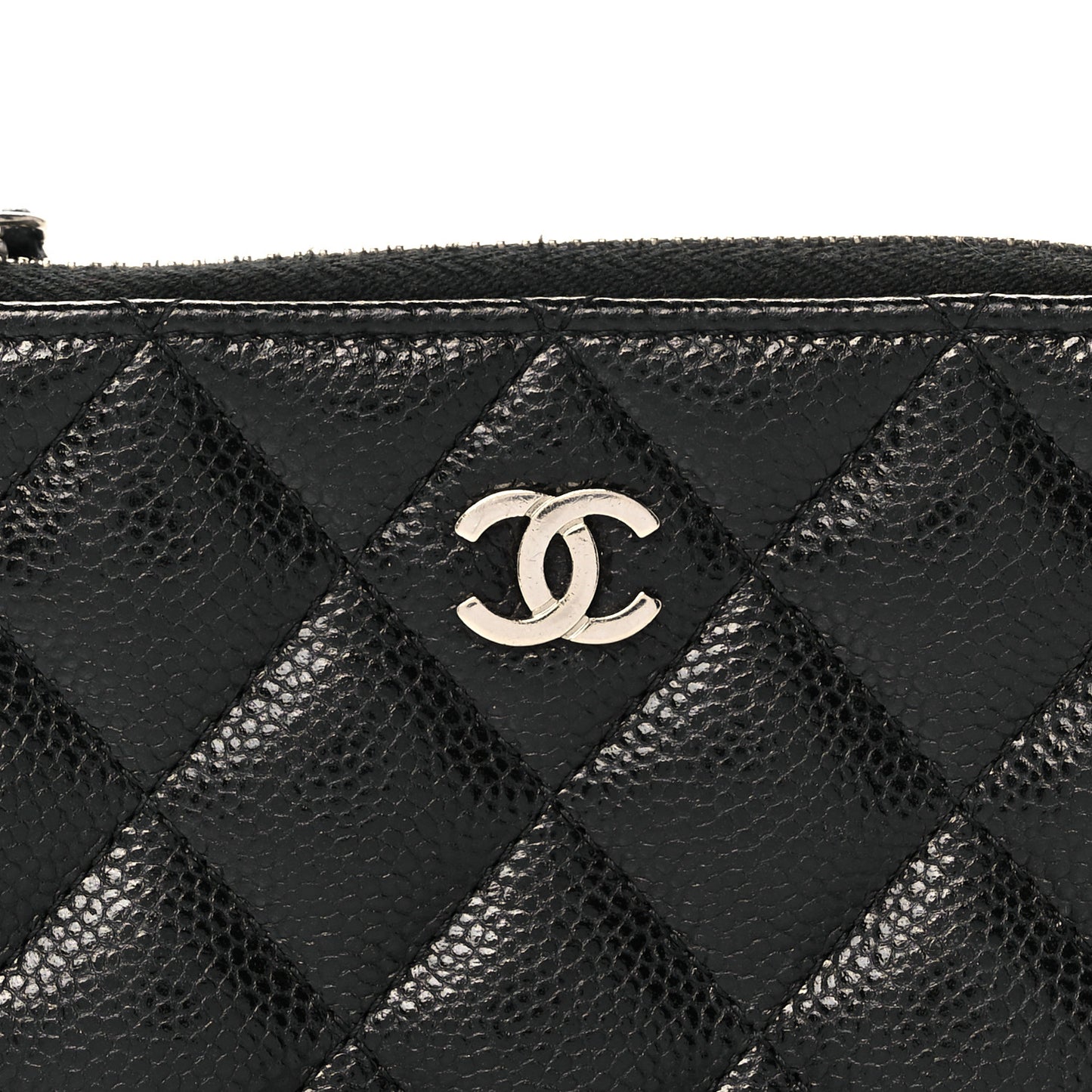Caviar Quilted Zipped Key Holder Case Black