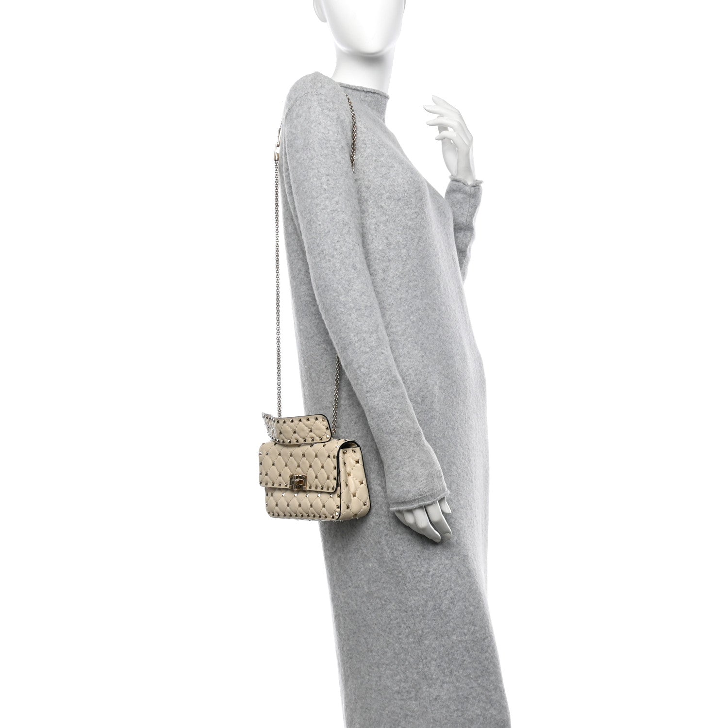 Valentino Garavani Nappa Small Rockstud Spike Shoulder Bag Light Ivory 2 of 12