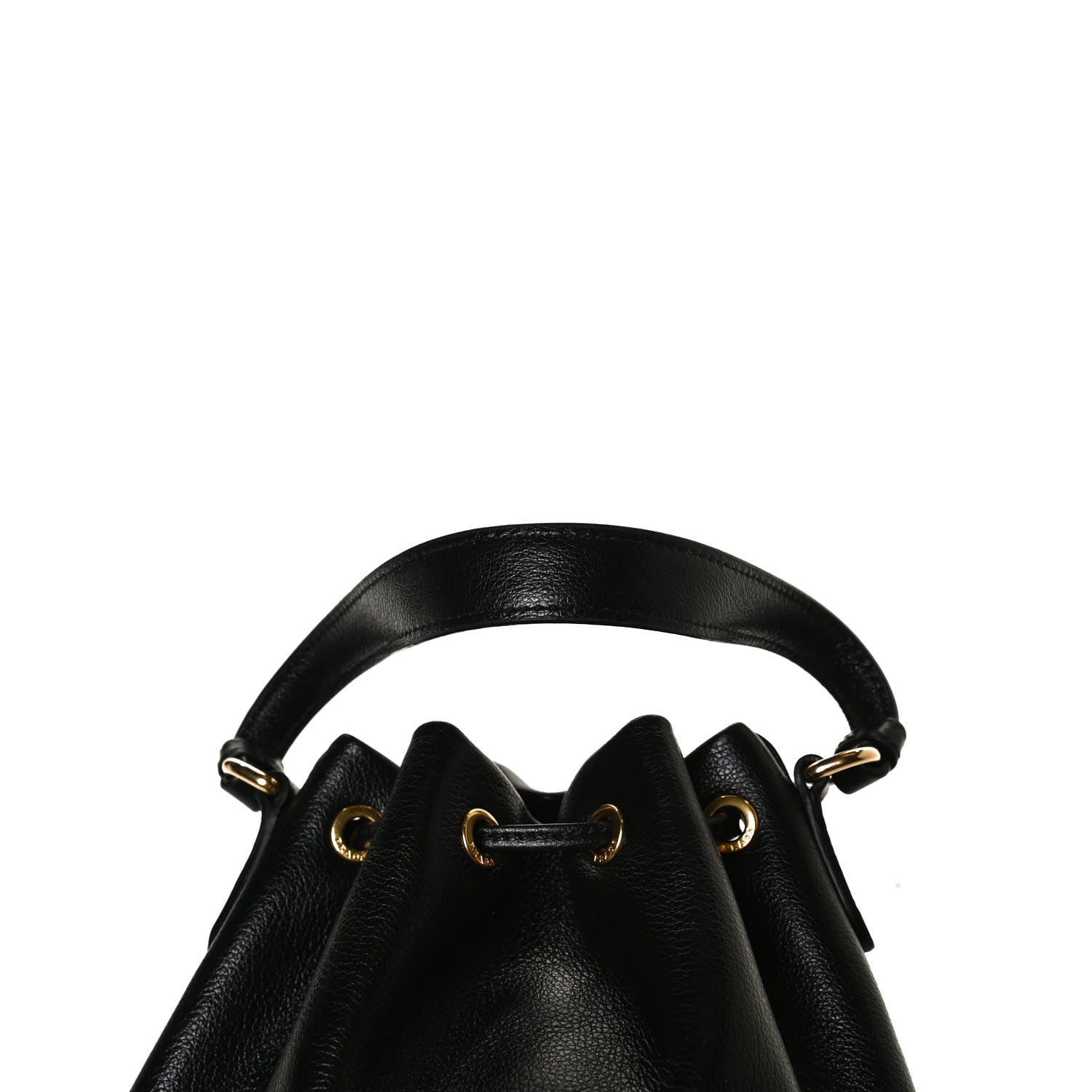 Prada Glace Calfskin Embossed Secchiello Bucket Bag Black 14 of 14