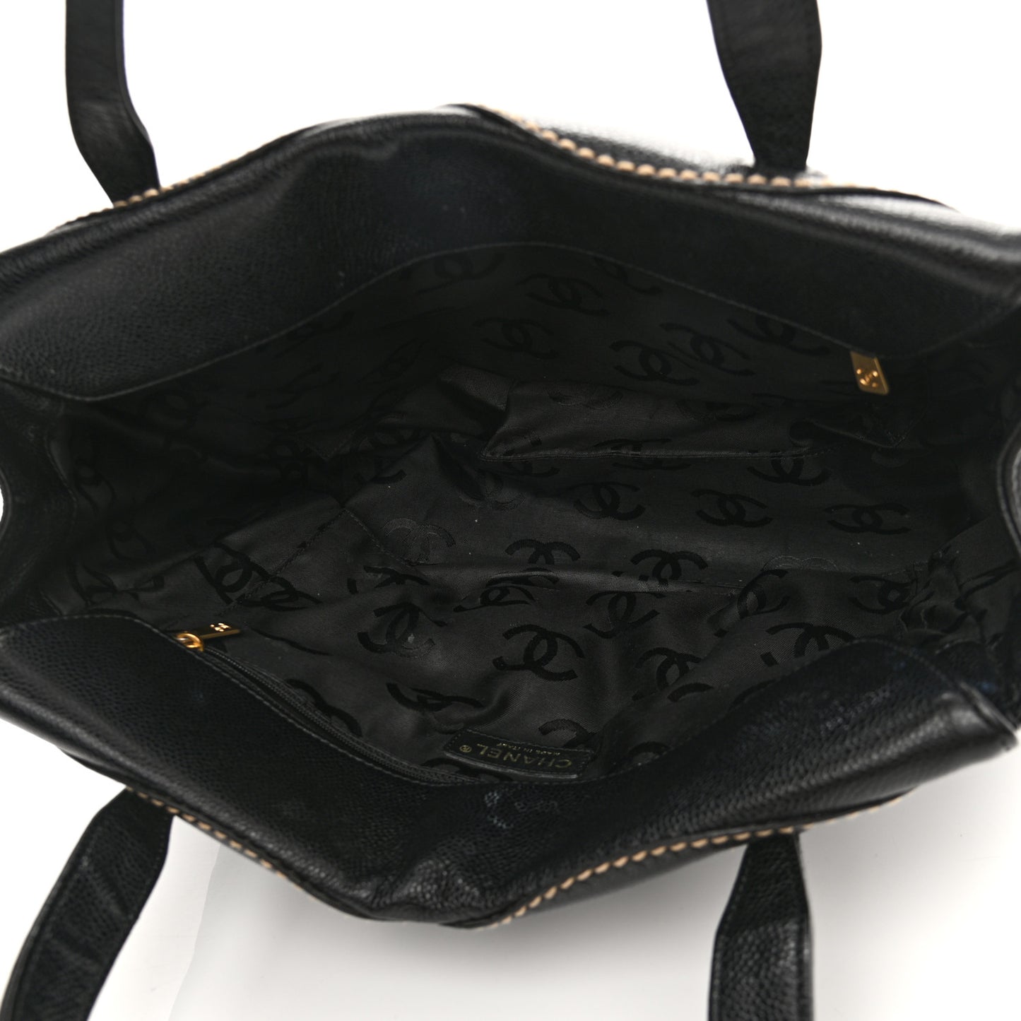 Caviar CC Stitched Small Tote Black