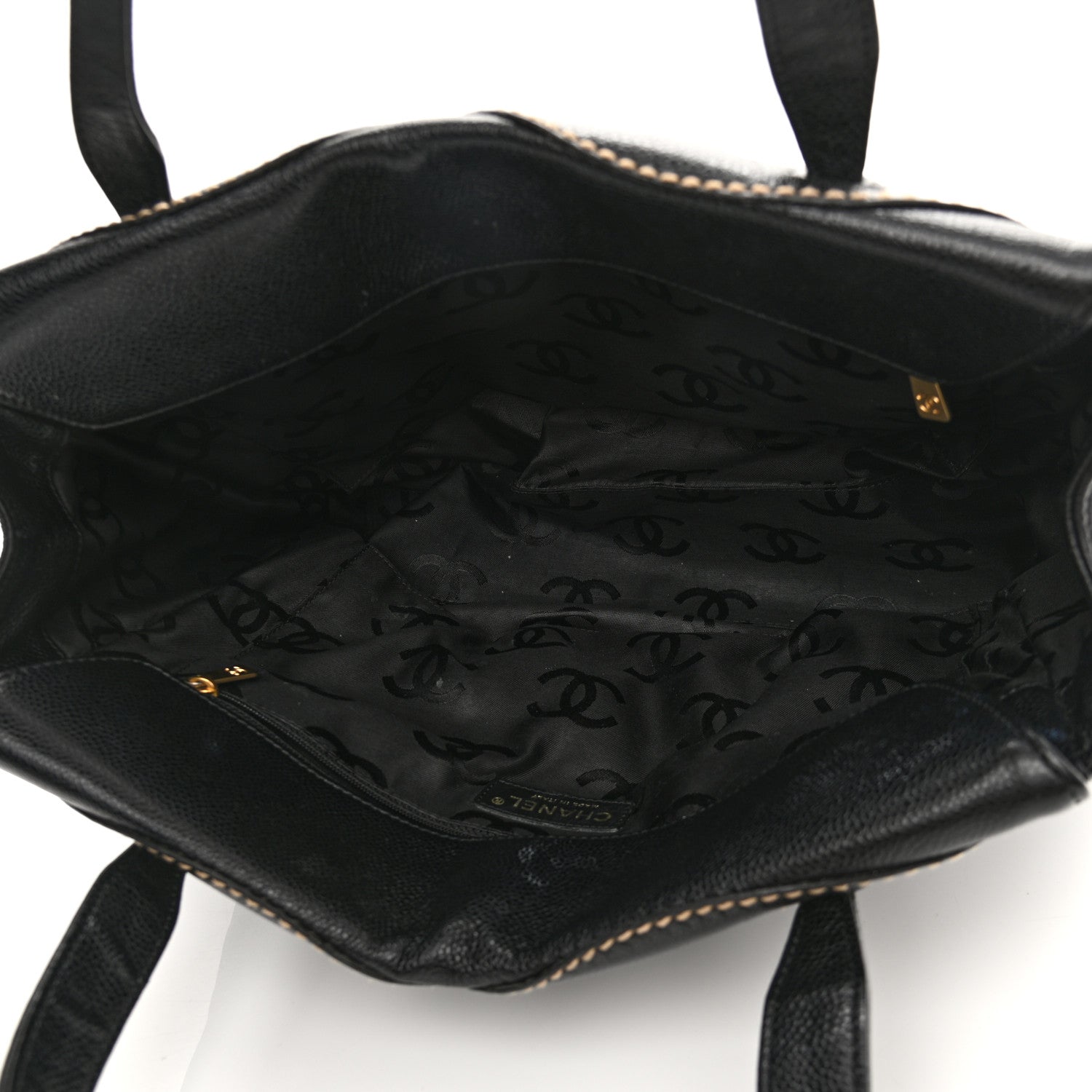Chanel Caviar CC Stitched Small Tote Black 5 of 12