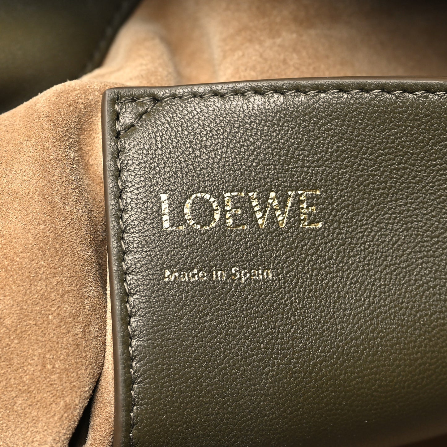 Mellow Nappa Lambskin Flamenco Bucket Bag Dark Khaki Green
