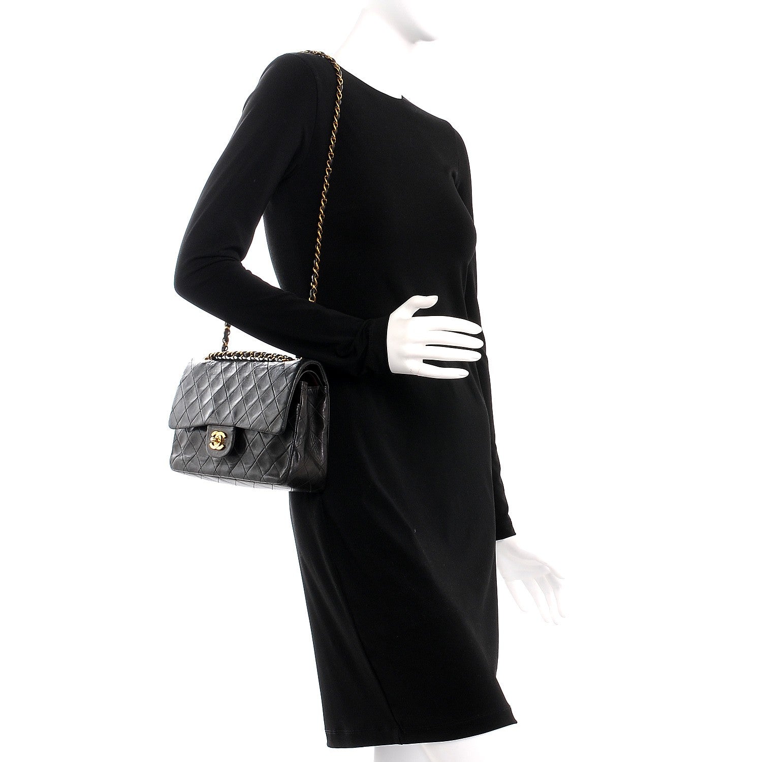Chanel Lambskin Quilted Medium Double Flap Black 2 of 11