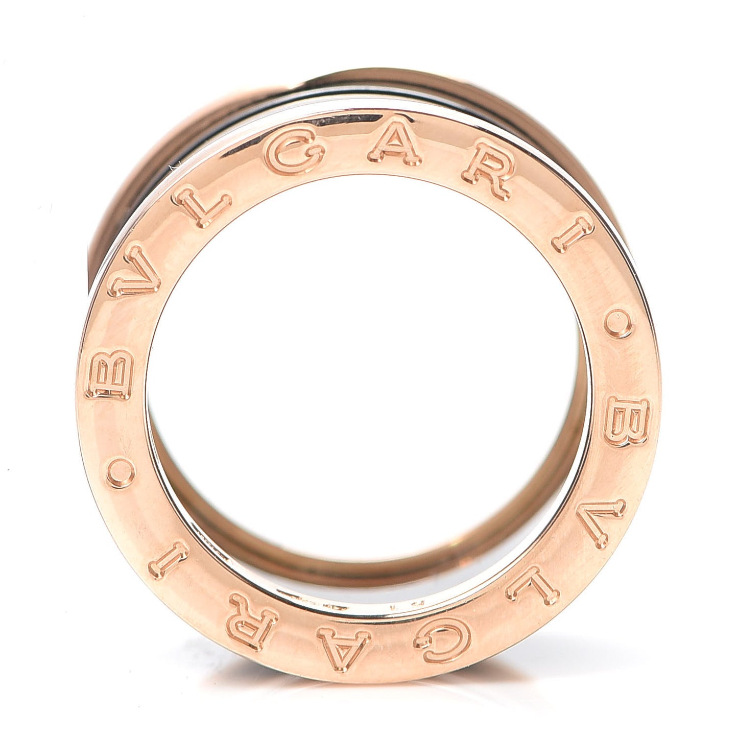 18K Rose Gold Black Ceramic B.Zero1 Four-Band Ring 51 5.75