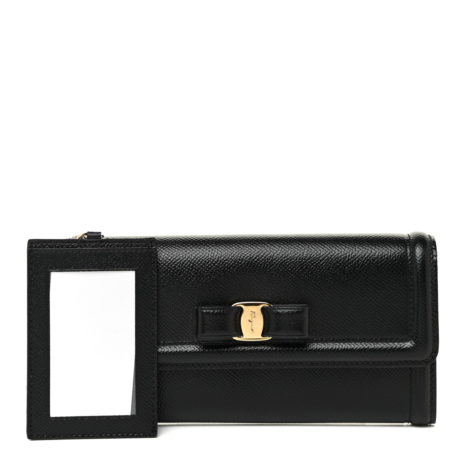 Salvatore Ferragamo Printed Calfskin Vara Bow Continental Wallet Black 1 of 17