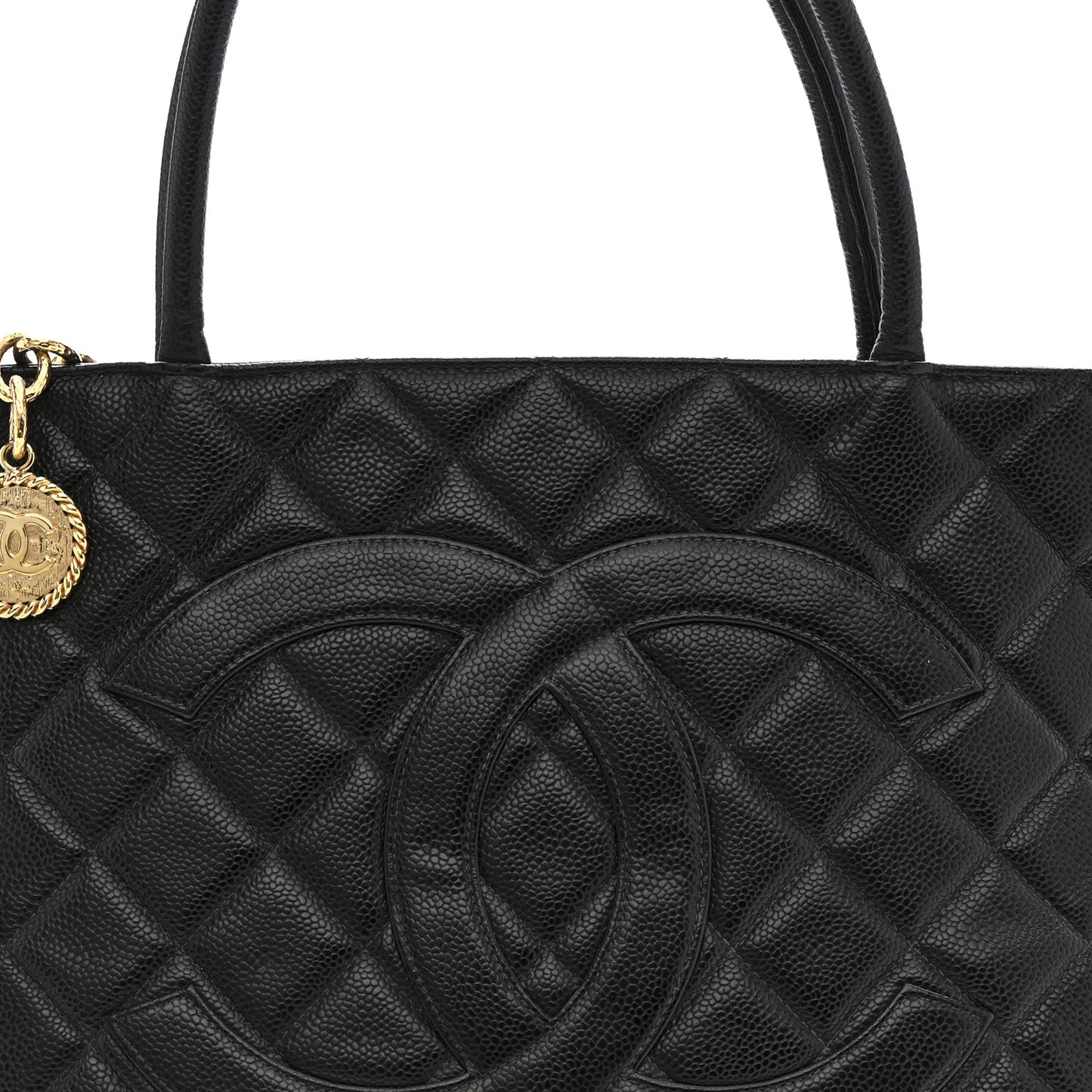 Caviar Quilted Medallion Tote Black