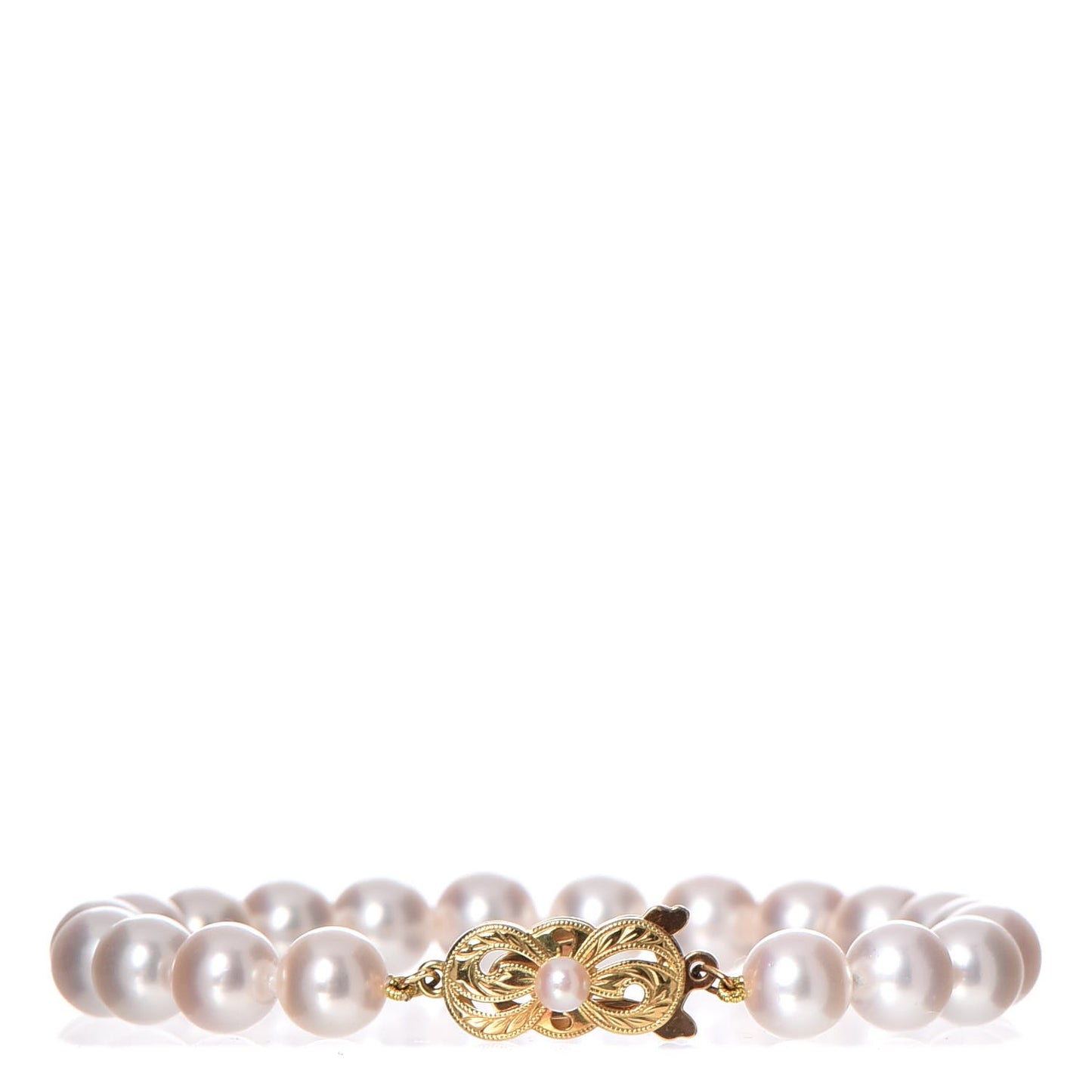 18K Yellow Gold Akoya Cultured Pearl 7.5 x 8 mm Strand Bracelet