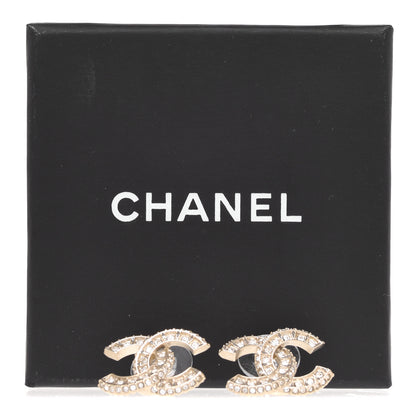 Chanel Crystal Timeless CC Earrings Light Gold 5 of 5