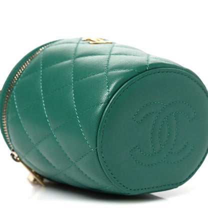 Chanel Lambskin Quilted Afternoon Tea Top Handle Vanity Case With Chain Green 9 of 10