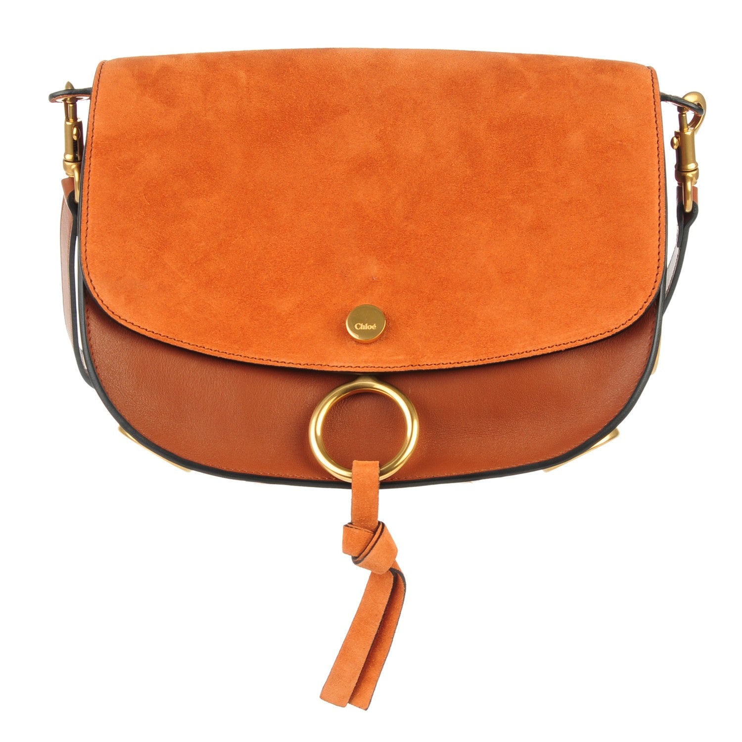 Chloe Suede Smooth Calfskin Kurtis Shoulder Bag Classic Tobacco 1 of 7