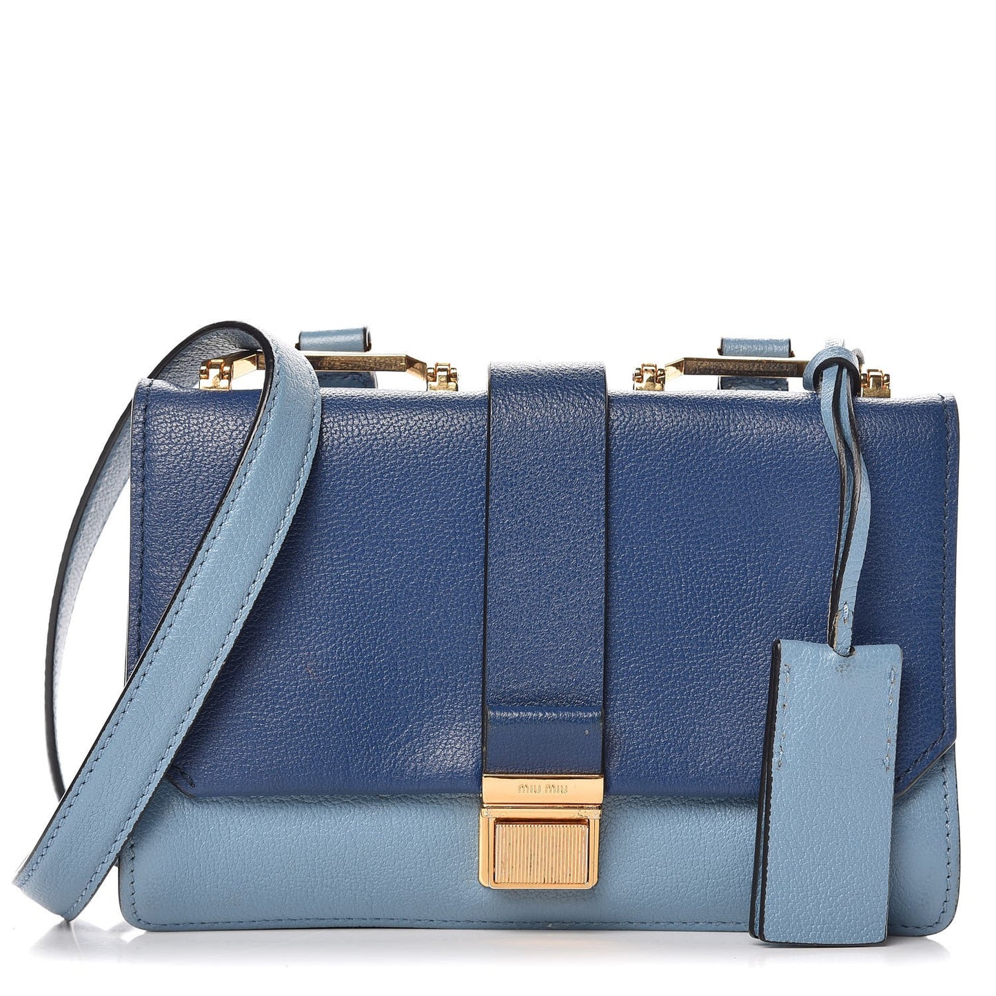 Goatskin Bandoliera Madras Bi-Color Shoulder Bag Cobalto Astrale