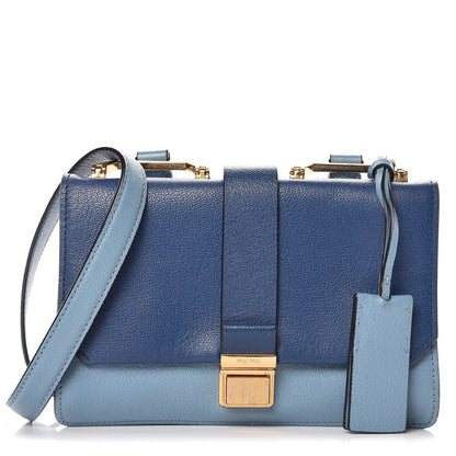 Miu Miu Goatskin Bandoliera Madras Bi-Color Shoulder Bag Cobalto Astrale 1 of 17