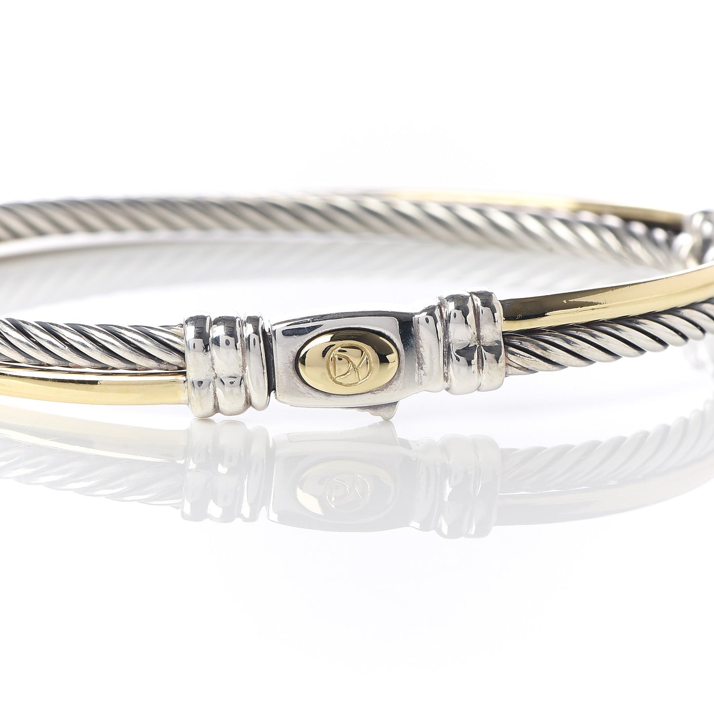 Sterling Silver 18K Yellow Gold 3mm Crossover Bracelet