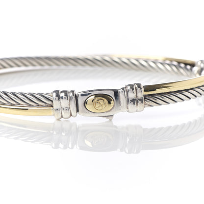 David Yurman Sterling Silver 18K Yellow Gold 3mm Crossover Bracelet 4 of 6