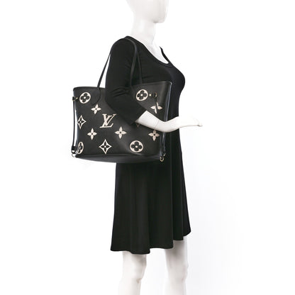 Louis Vuitton Empreinte Monogram Giant Neverfull MM Black Beige 2 of 9