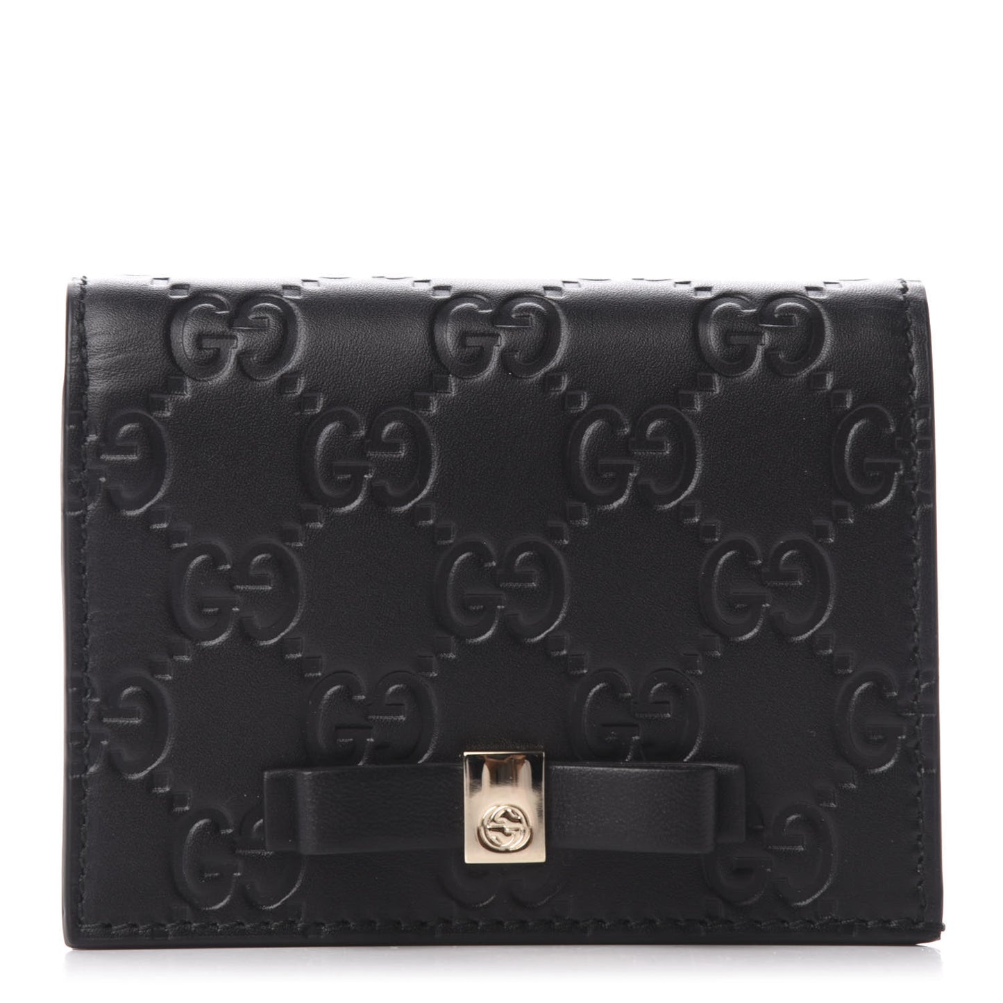 Guccissima Signature Bowy Card Case Wallet Black