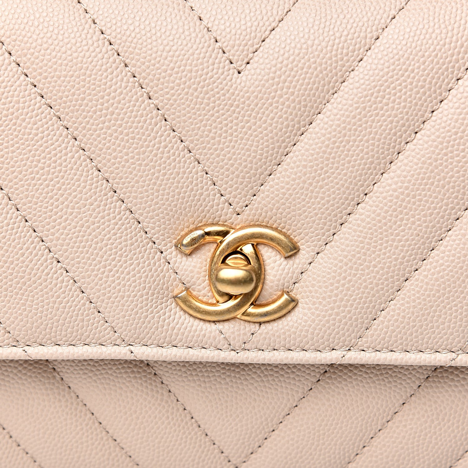 Chanel Caviar Lizard Embossed Chevron Quilted Mini Coco Handle Flap Beige 9 of 10