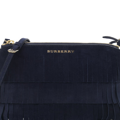 Burberry Suede Fringe Peyton Crossbody Clutch Bag Blue 8 of 11