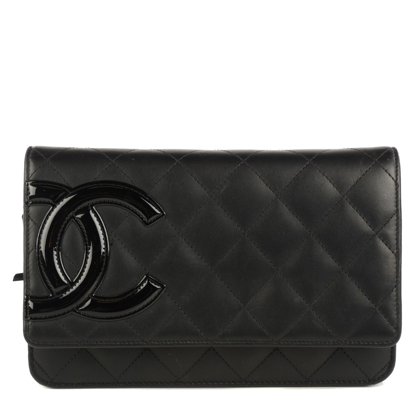 Calfskin Quilted Cambon Wallet On Chain WOC Black