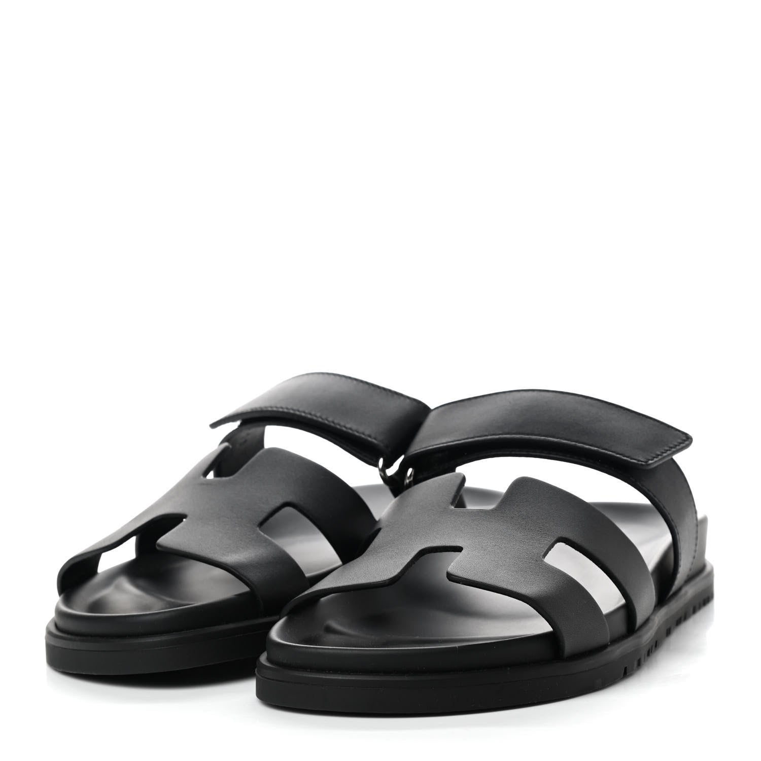 Hermes Calfskin Womens Chypre Sandals 37 Black 3 of 8