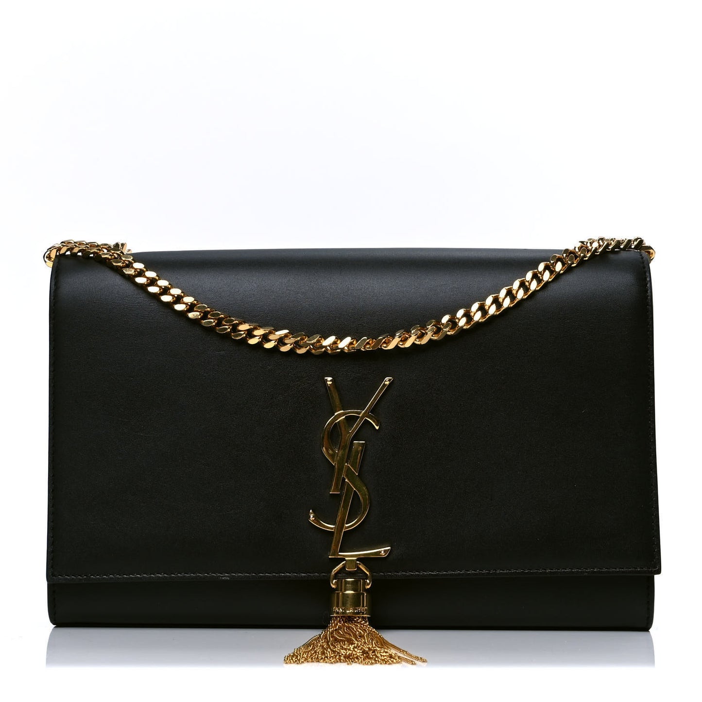 Smooth Calfskin Medium Classic Monogram Kate Tassel Satchel Black