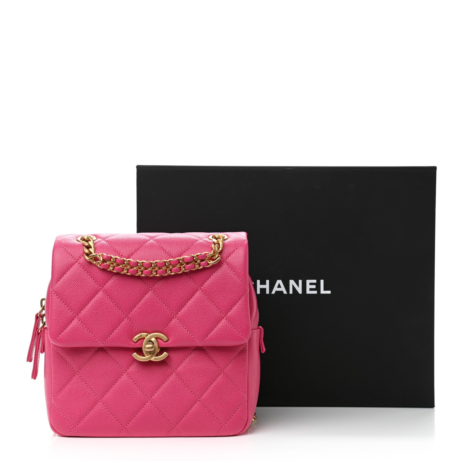 Chanel Shiny Caviar Quilted Chain Melody Backpack  Pink 12 of 12