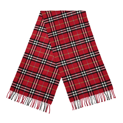 Burberry Cashmere Nova Check Fringe Scarf Parade Red 2 of 3