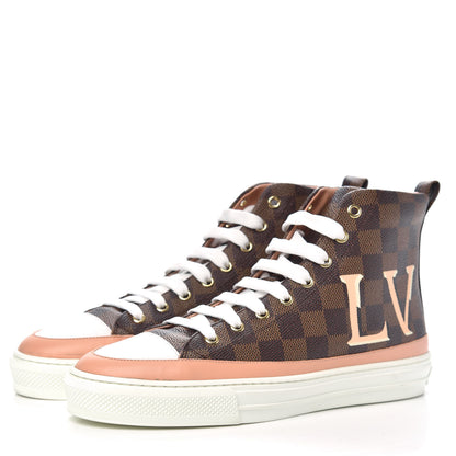 Louis Vuitton Damier Ebene Stellar High Top Sneakers 39 Venus Pink 3 of 7