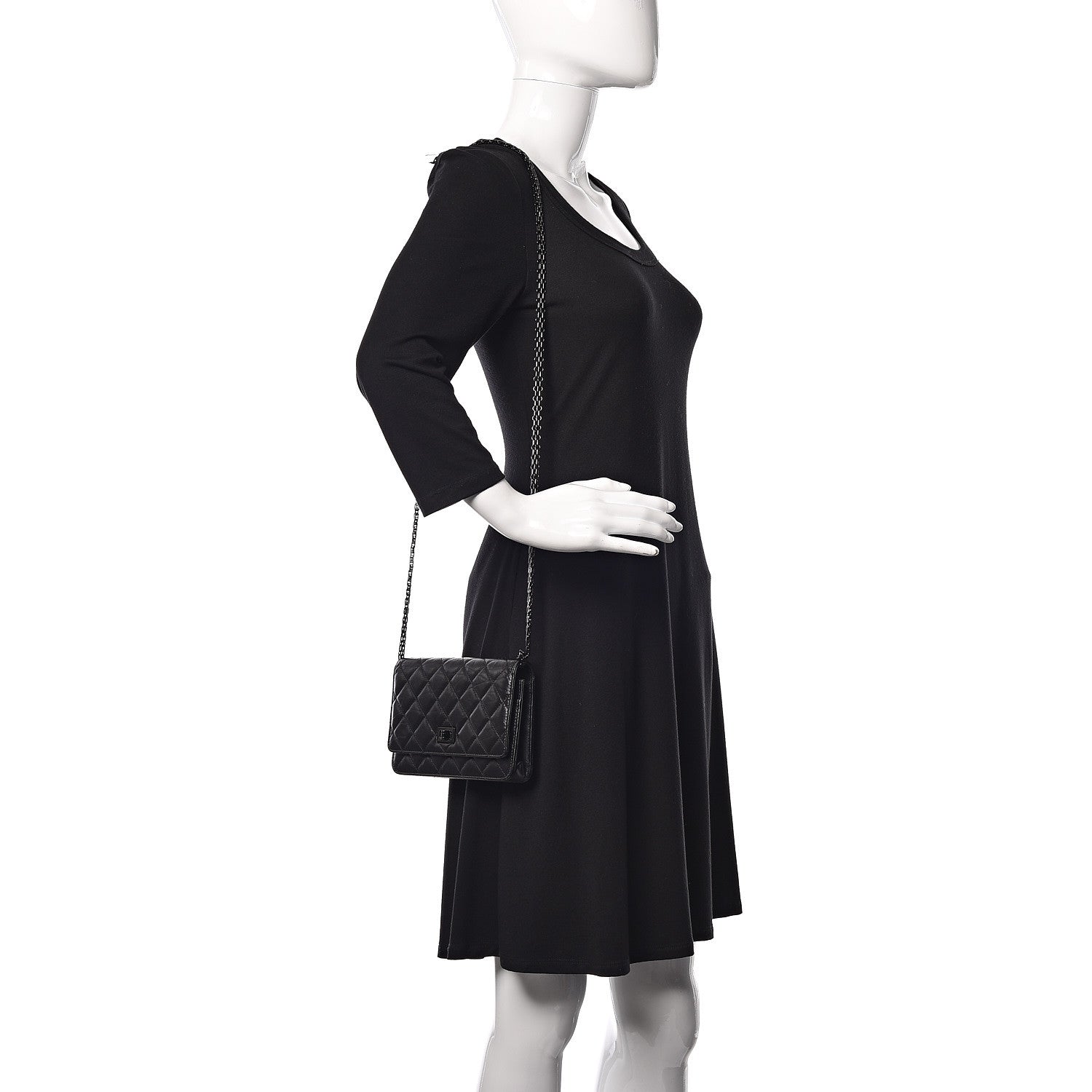 Chanel Aged Calfskin Quilted Reissue Wallet On Chain WOC So Black 2 of 12