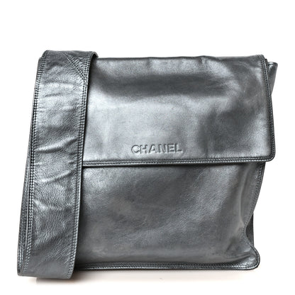 Chanel Metallic Lambskin Logo Messenger Silver 1 of 10