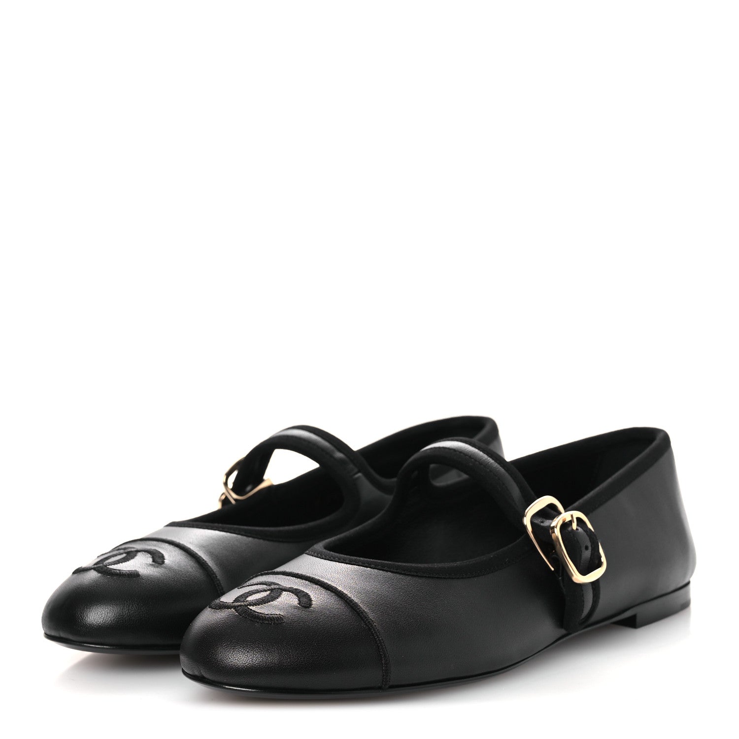 Chanel Lambskin Mary Jane Flats 37 Black 4 of 11