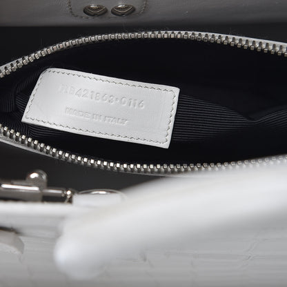Saint Laurent Calfskin Crocodile Embossed Baby Sac De Jour Gris Perle 8 of 11