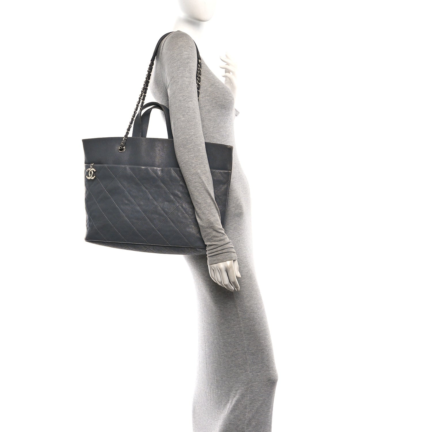 Chanel Caviar Quilted Shopping Tote Grey 2 of 10