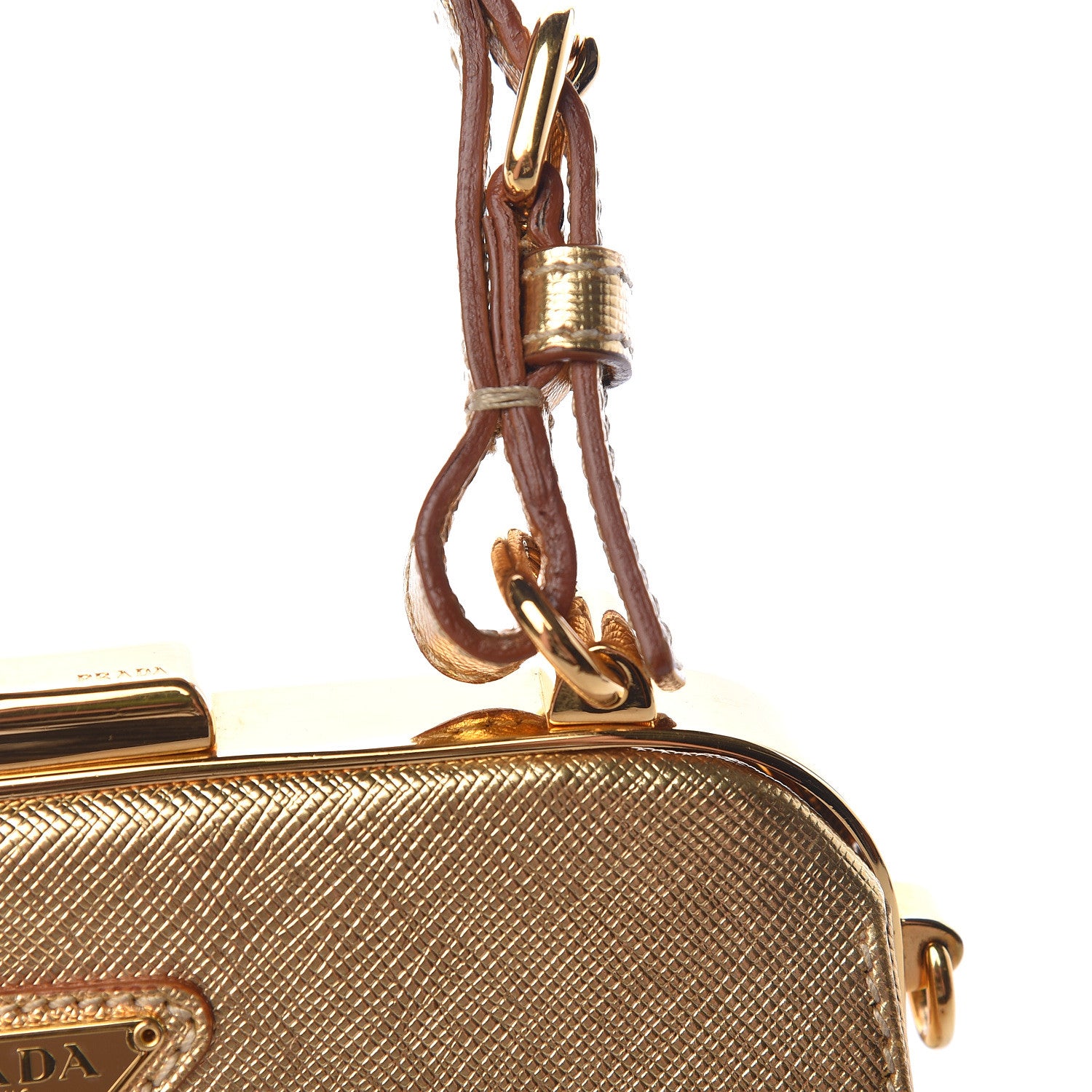 Prada Metallic Saffiano Top Handle Frame Bag Platino 8 of 18