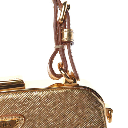 Prada Metallic Saffiano Top Handle Frame Bag Platino 8 of 18
