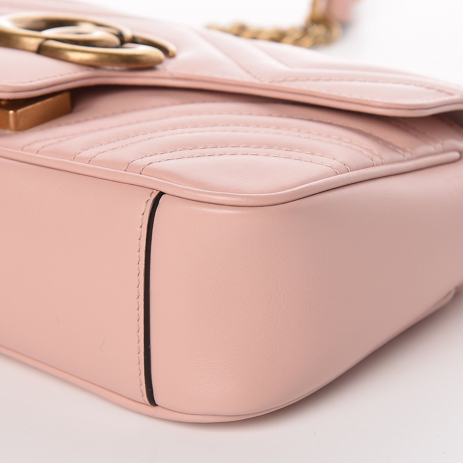 Gucci Calfskin Matelasse Mini GG Marmont Shoulder Bag Perfect Pink 9 of 10