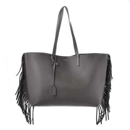 Saint Laurent Calfskin Large Fringe Shopping Tote Dark Grey 1 of 10