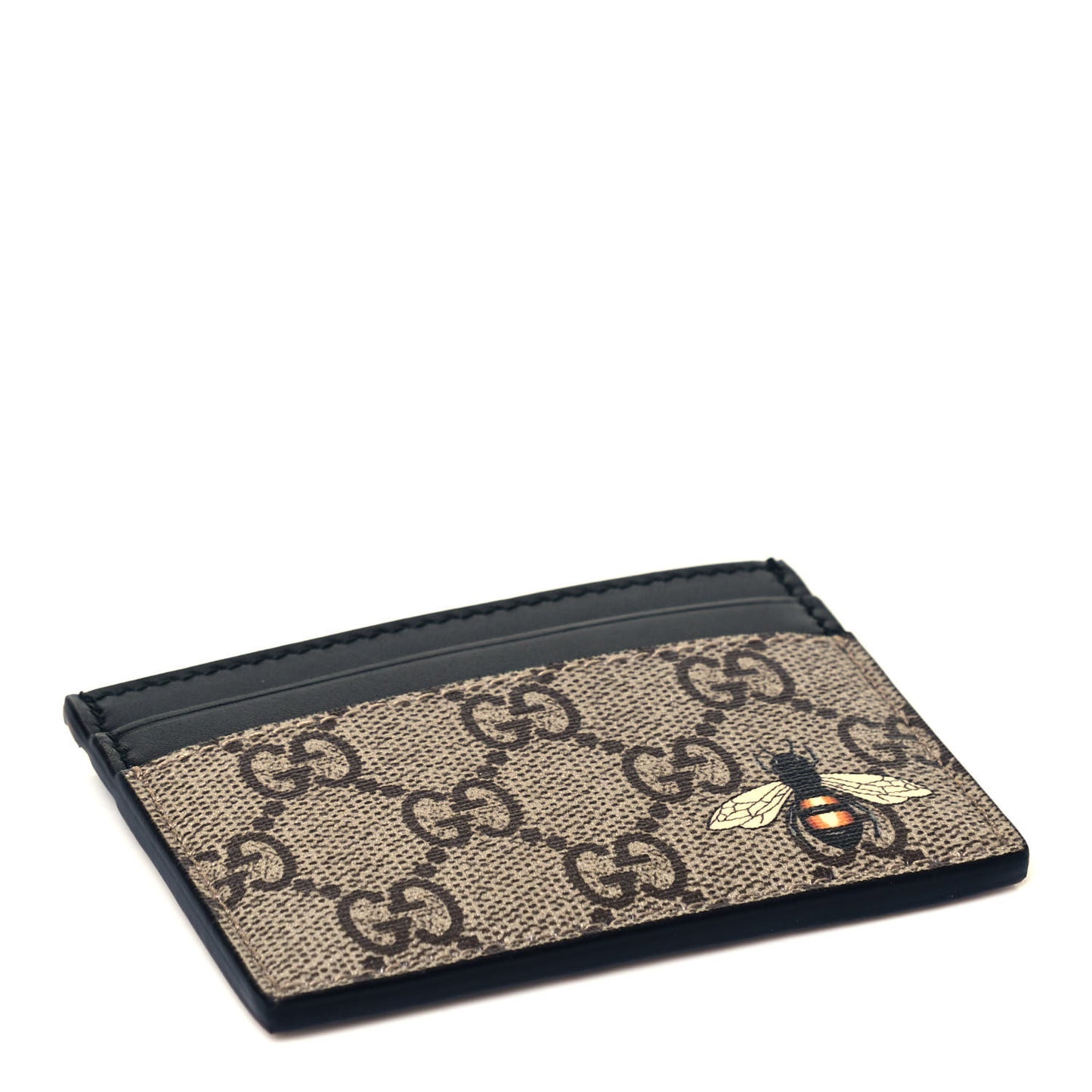 GG Supreme Monogram Bee Print Card Holder Black