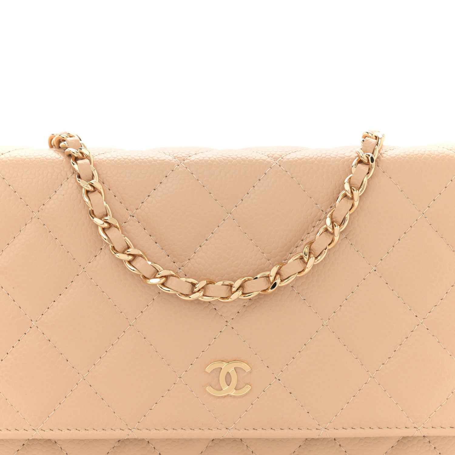 Chanel Caviar Quilted Wallet on Chain WOC Beige 8 of 10