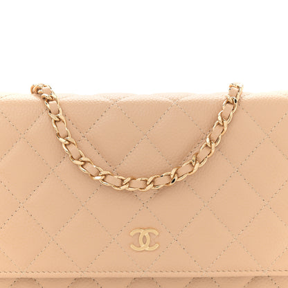 Chanel Caviar Quilted Wallet on Chain WOC Beige 8 of 10