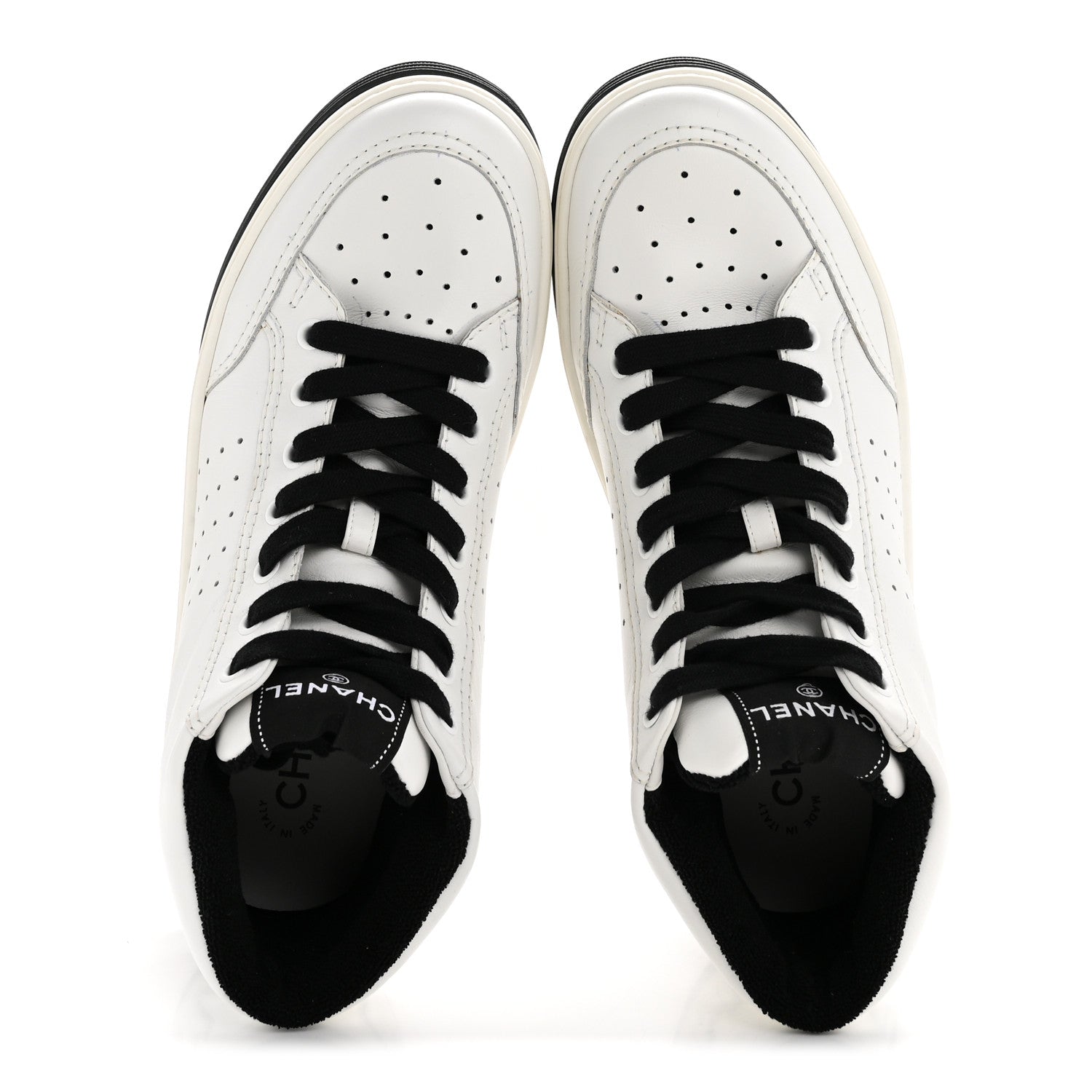 Chanel Calfskin Womens Logo High Top Sneakers 40 Black White 3 of 22