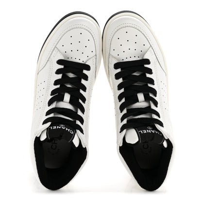 Chanel Calfskin Womens Logo High Top Sneakers 40 Black White 3 of 22