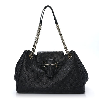 Gucci Guccissima Medium Emily Shoulder Bag Black 1 of 9